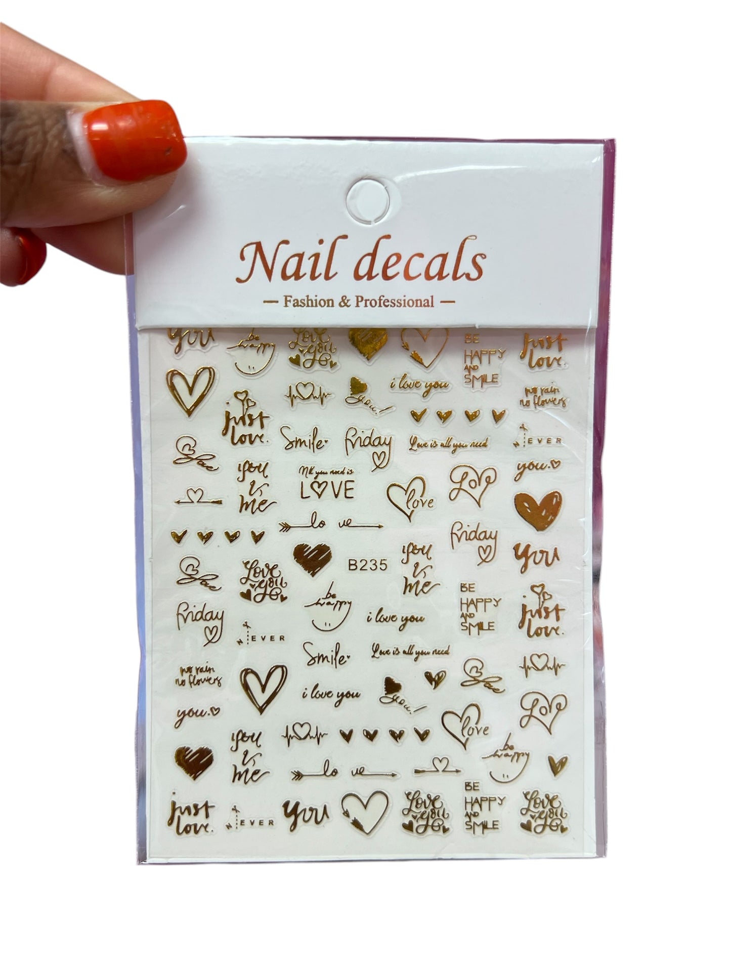 Gold Love Nail Stickers