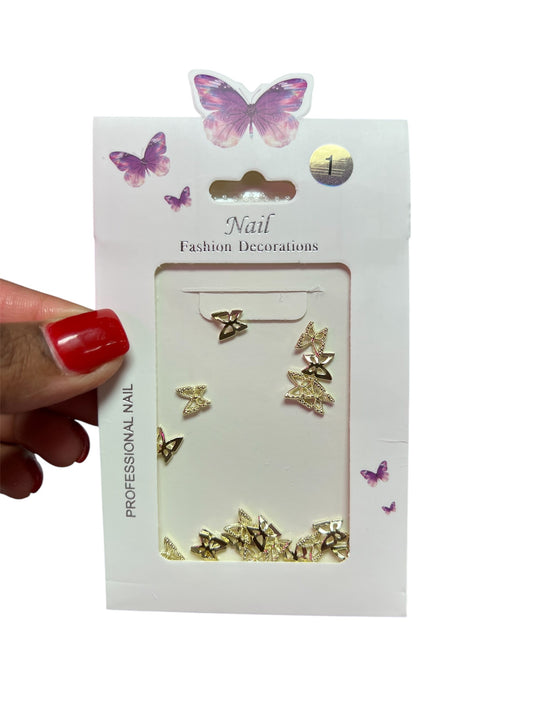 3D Gold Butterfly Nail Charms