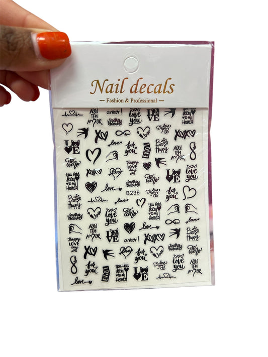 Black Love Nail Stickers