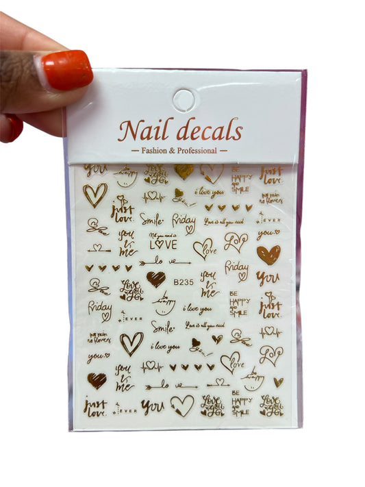 Gold Love Nail Stickers