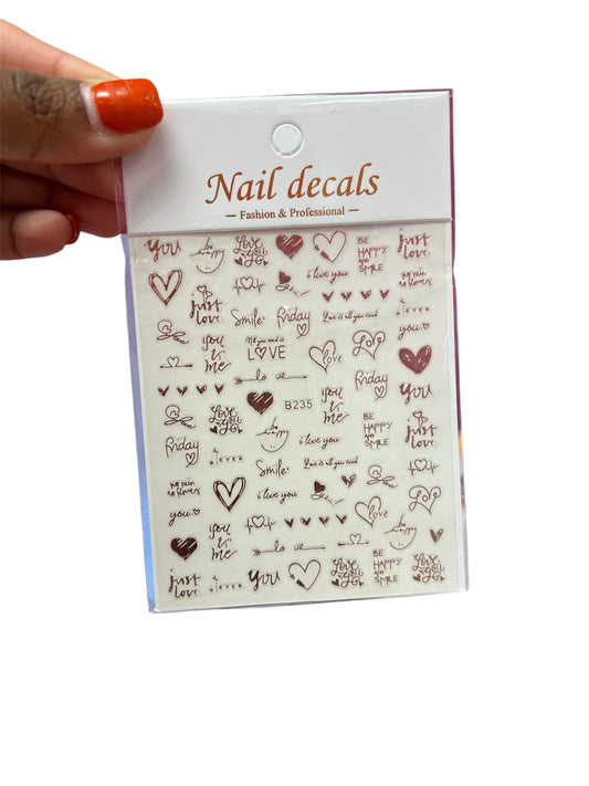Rose Gold Love Nail Stickers